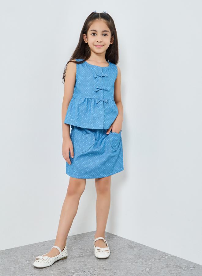 ستايلي تنورة دنيم بجيب وطبعة قلوب - Image 2